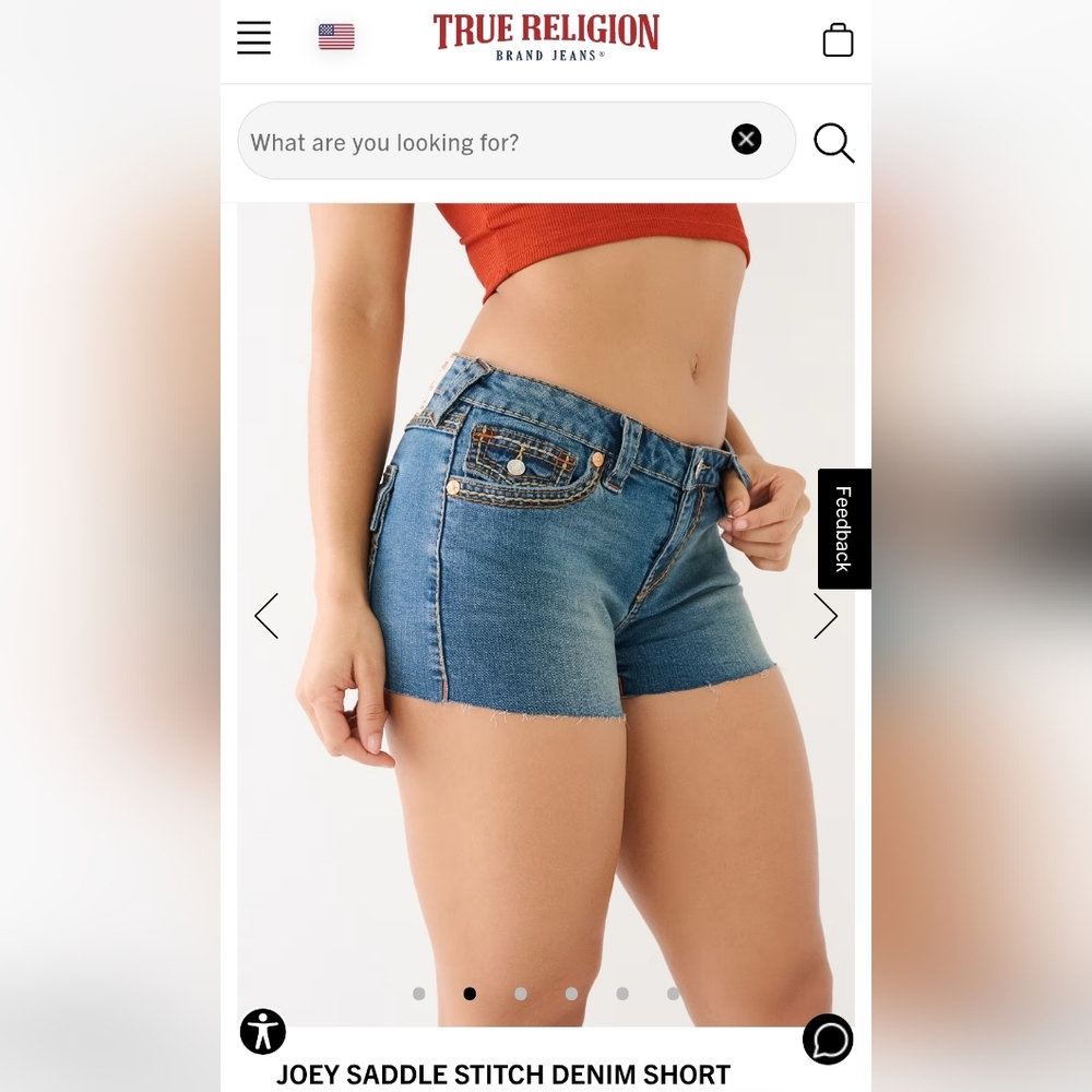 True Religion Joey Saddle Stitch Denim Short